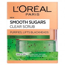 L'Oreal Paris Smooth Sugar Clear Kiwi Face & Lip Scrub 50ml
